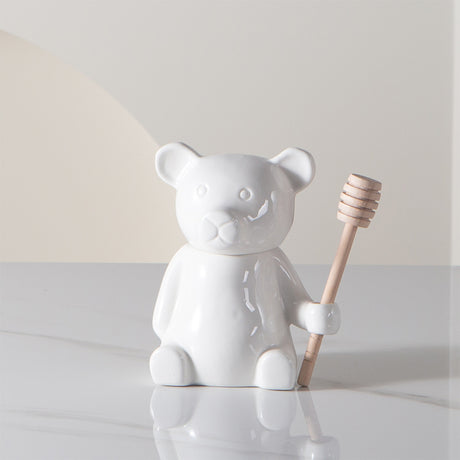 bear shaped honey jar with stirring rod