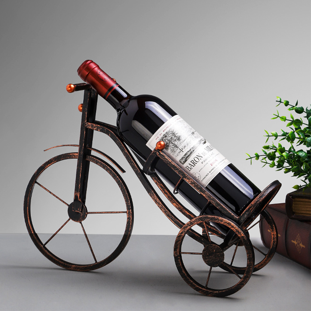 bicycle shaped wine rack on the table