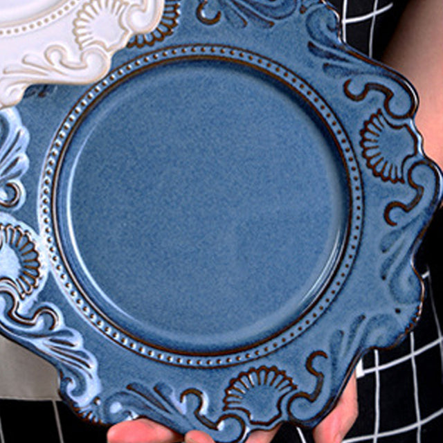 blue ceramic tableware details