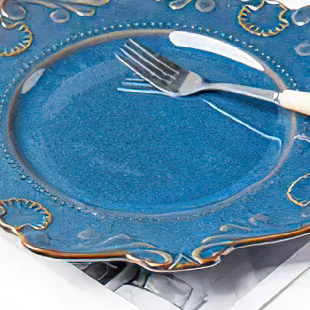 blue ceramic tableware details