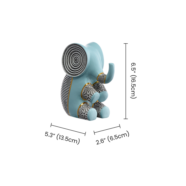 blue resin sitting elephant dimensions chart