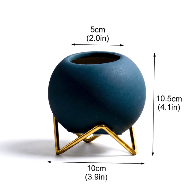 blue spherical vase dimensions size chart