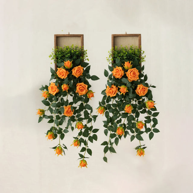 bohemian wood wall hanging plant shelf