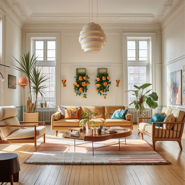 bohemian wood wall hanging plant shelf hang in the middle of wall