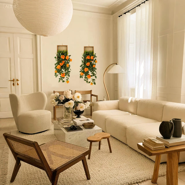 bohemian wood wall hanging plant shelf hang on white wall