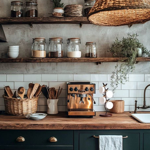 bronze tree stand cup holder in the kitchen