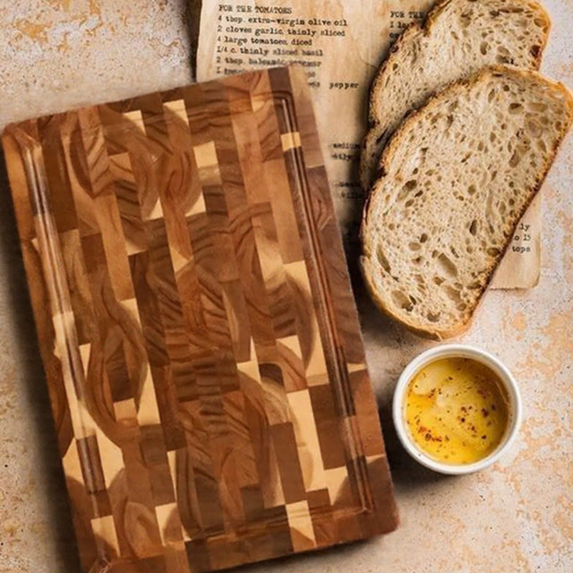 brown cutting board serving bread