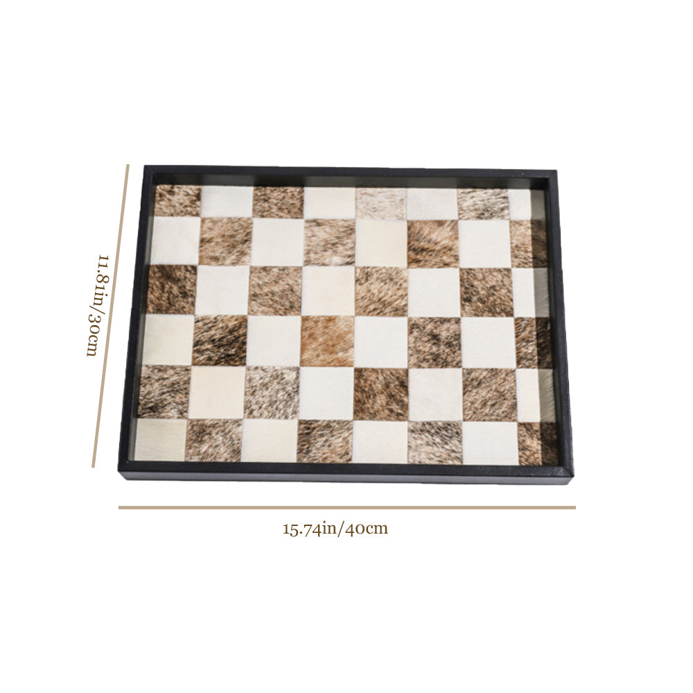 brown horsehair checkered decorative tray size chart