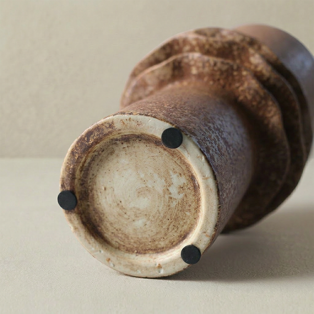 brown layered ceramic vase