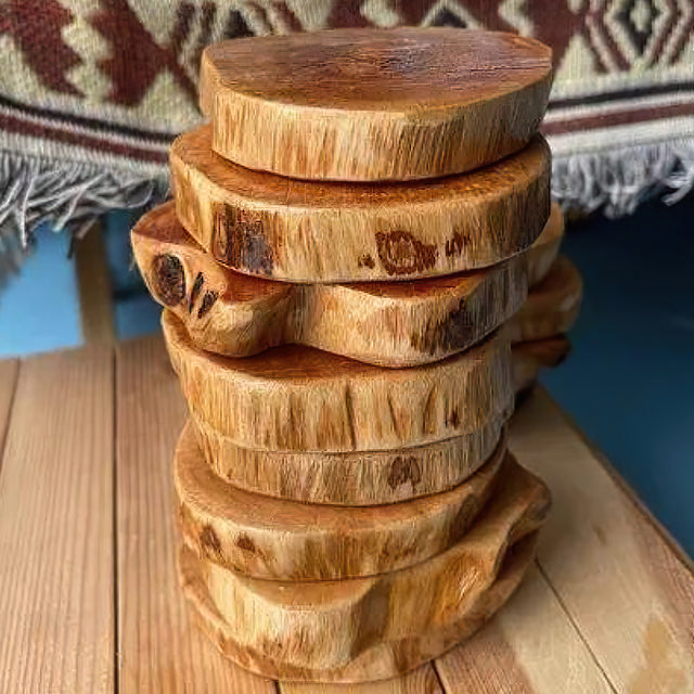 brown wood coaster details