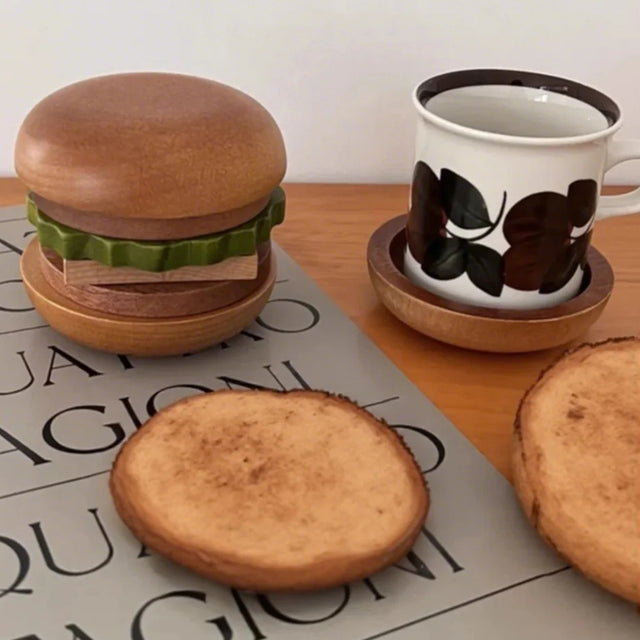 brown wood coaster on the table