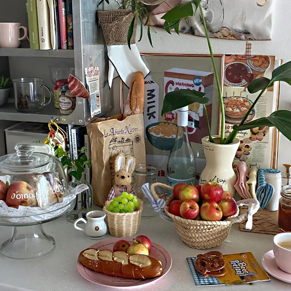 bunny woven basket on table