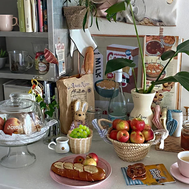 bunny woven basket on table