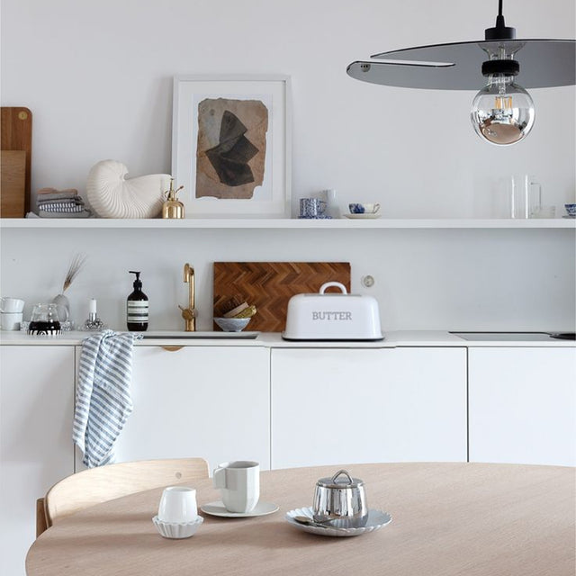 butter dish with lid on the kitchen counter