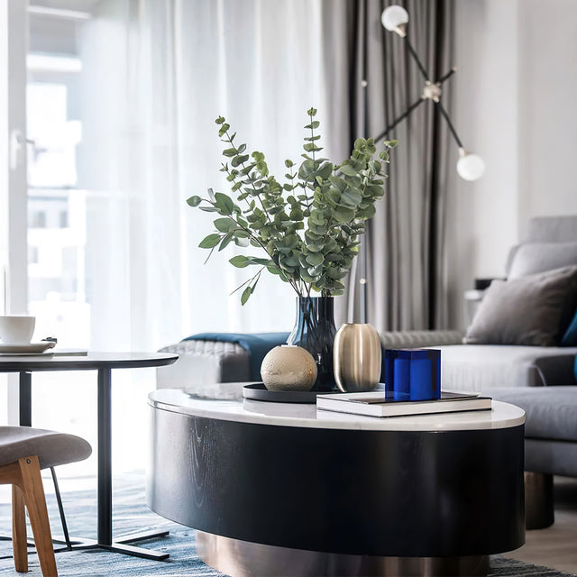 candle holder on the coffee table