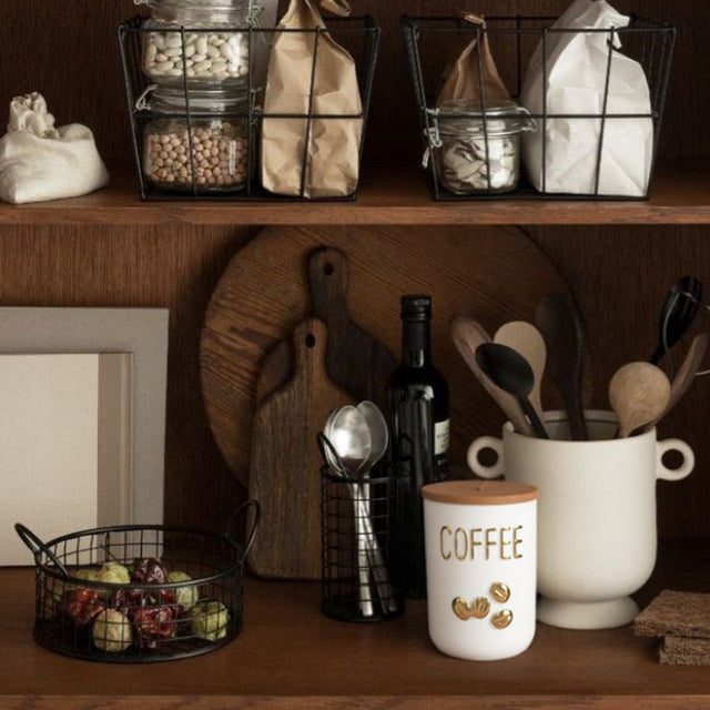 ceramic canister jar on the kitchen counter
