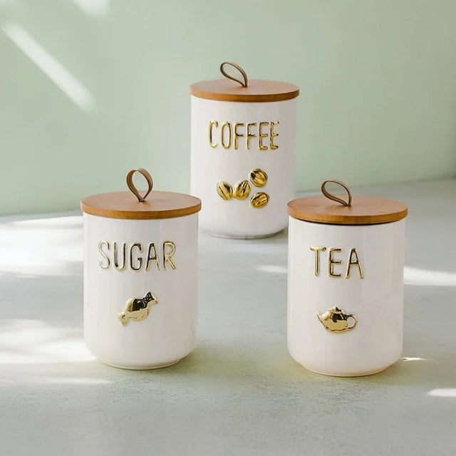 ceramic canister jar set with airtight lid