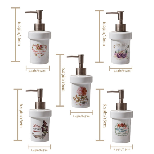 ceramic dispenser bottle size chart