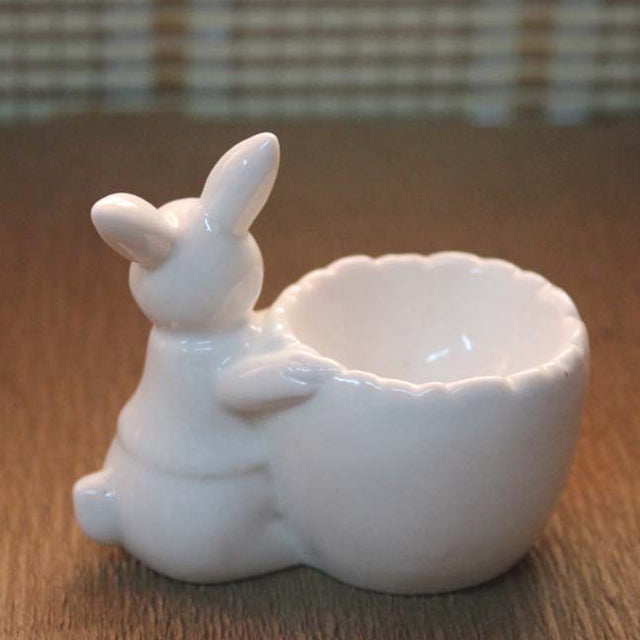 ceramic easter bunny bowl details