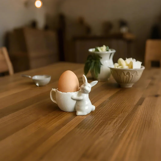 ceramic easter bunny bowl on the table