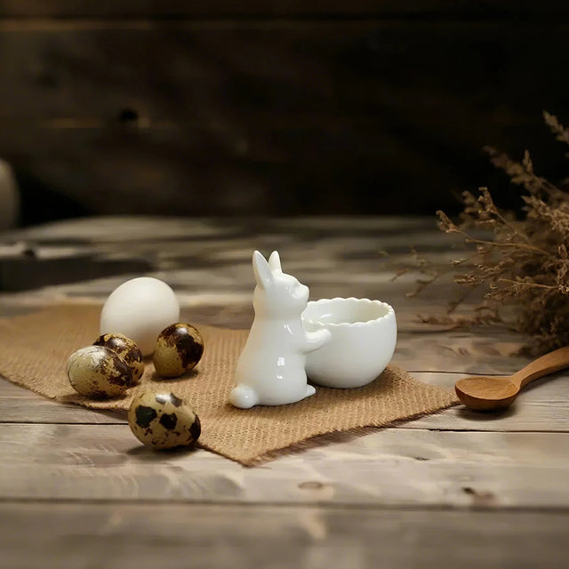 ceramic easter bunny bowl on the table
