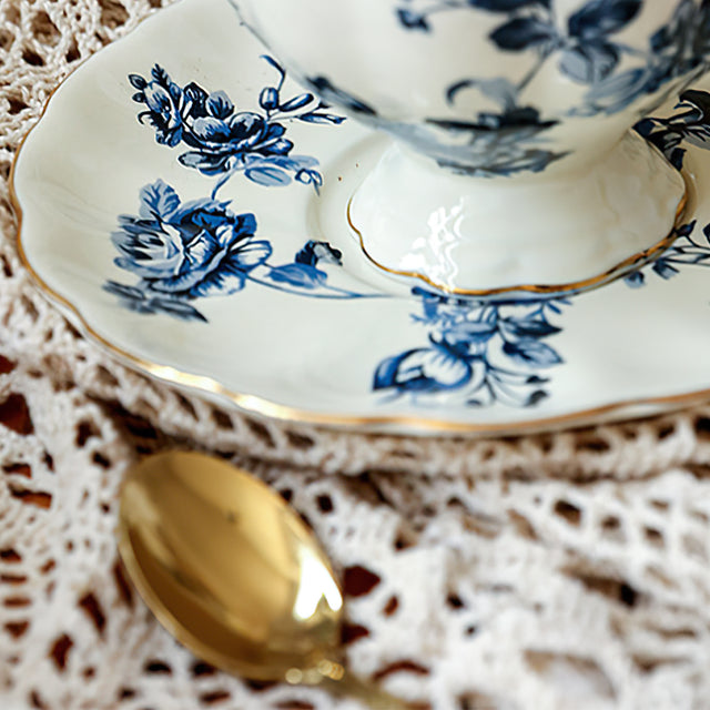 ceramic floral tea set details