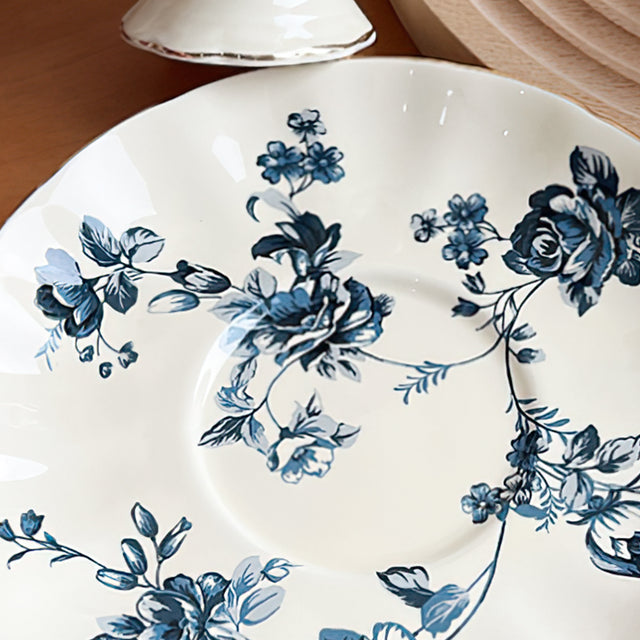 ceramic floral tea set details