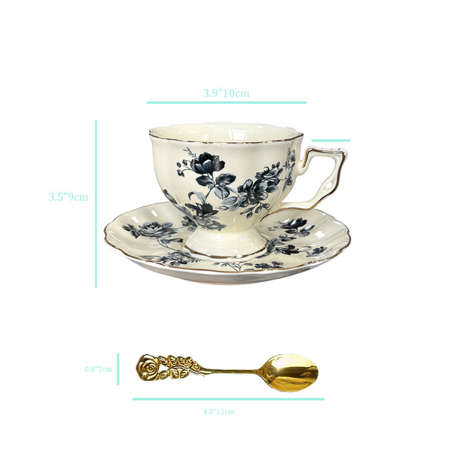 ceramic floral tea set size chart