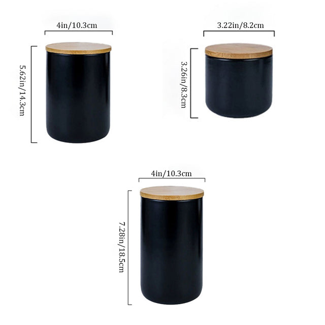 ceramic storage jar set with spoons black size chart