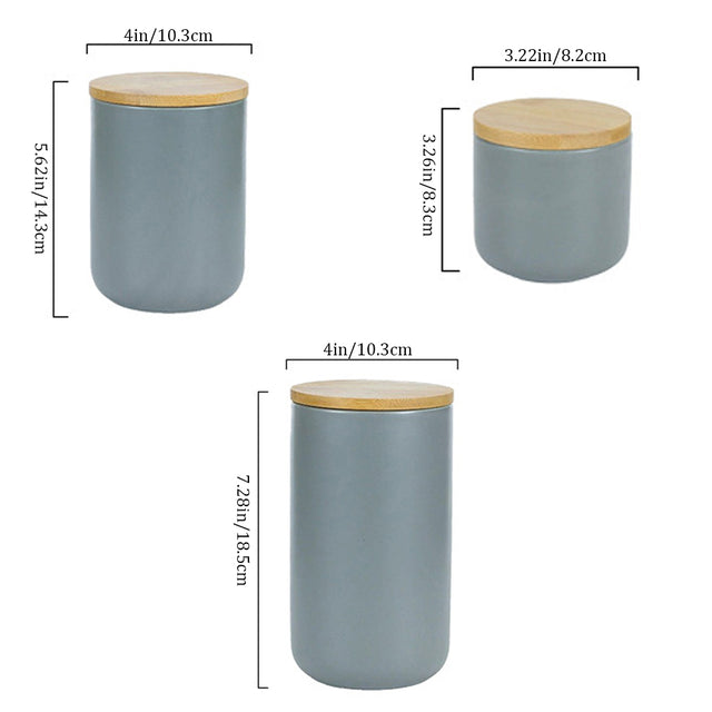 ceramic storage jar set with spoons gray size chart
