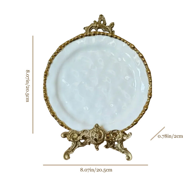 ceramic tableware with golden pearl trimmed edge shallow small plate size chart