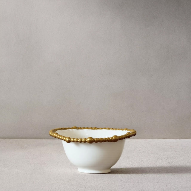 ceramic tableware with golden pearl trimmed edge small bowl