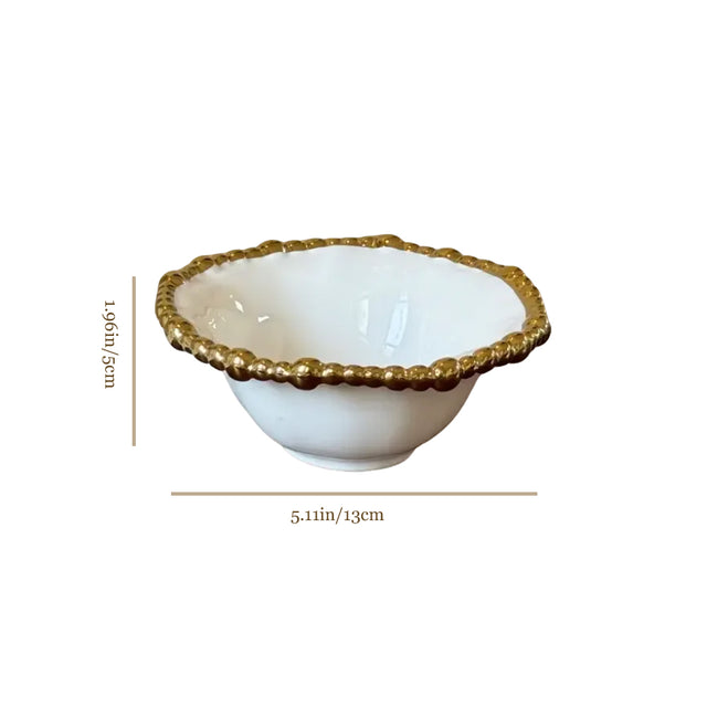 ceramic tableware with golden pearl trimmed edge small bowl size chart