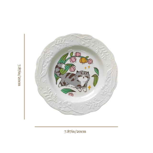 ceramic-trim-edged-cat-pattern-dessert-plate-size-07155