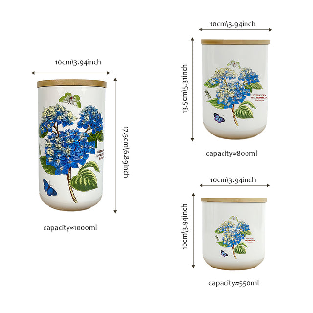 ceramic white cylinder storage jar with a wooden lid size chart