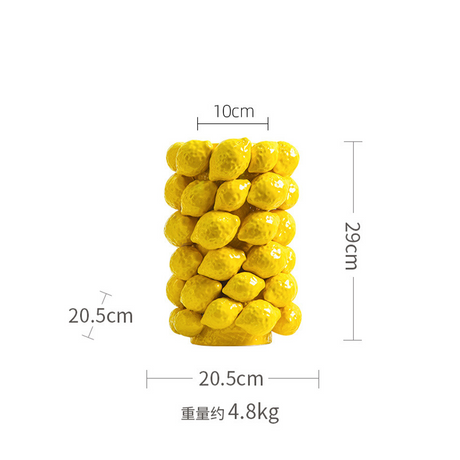 ceramic yellow cylinder lemon vase size chart