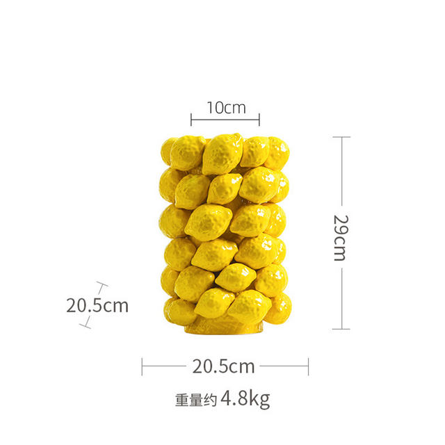 ceramic yellow cylinder lemon vase size chart