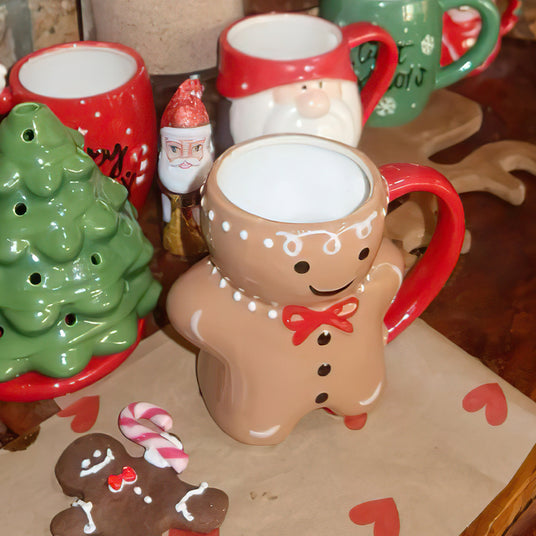 christmas 3d sculpted ceramic gingerbread man mug as Christmas decor