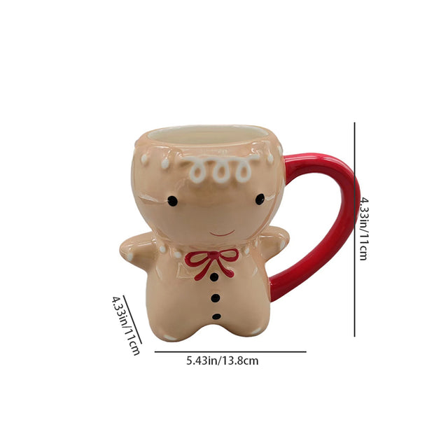 christmas 3d sculpted ceramic gingerbread man mug size chart