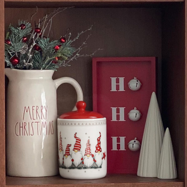 christmas santa ceramic canister in the cabinet