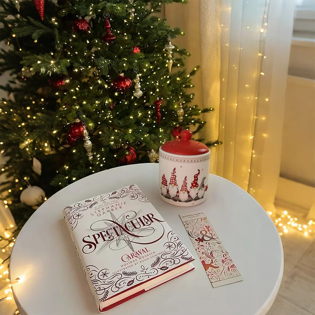 christmas santa ceramic canister on the table