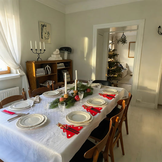 christmas tree fork & knife holder on dining table