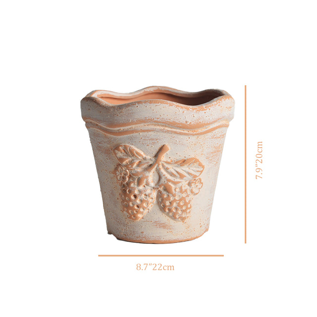 clay vase strawberry pattern size chart
