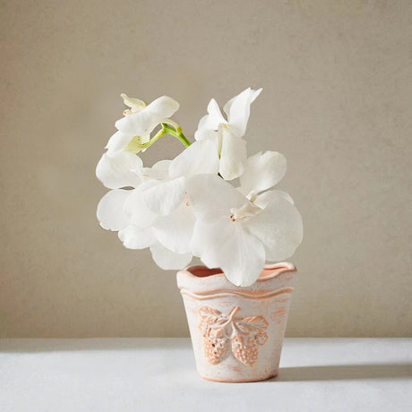 clay vase strawberry pattern