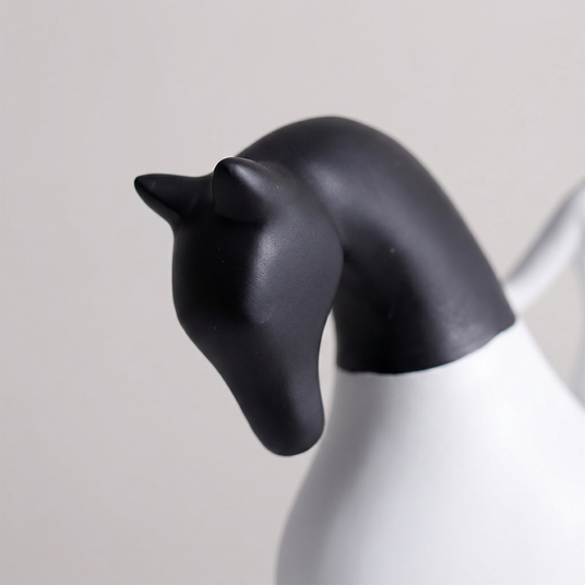 close up of black horse head sculpture