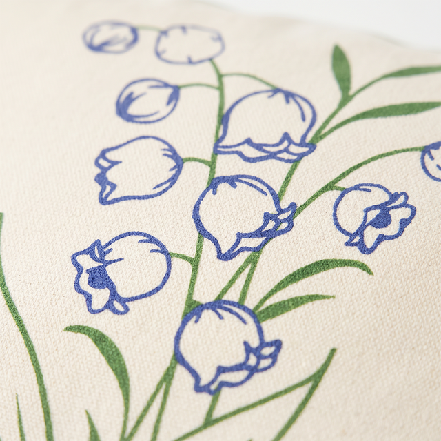 close up of blue lily flower embroidery