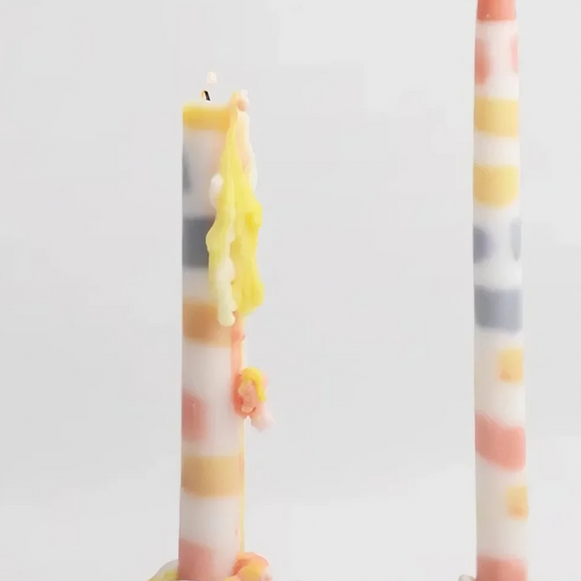 colorful dripping scented candle details