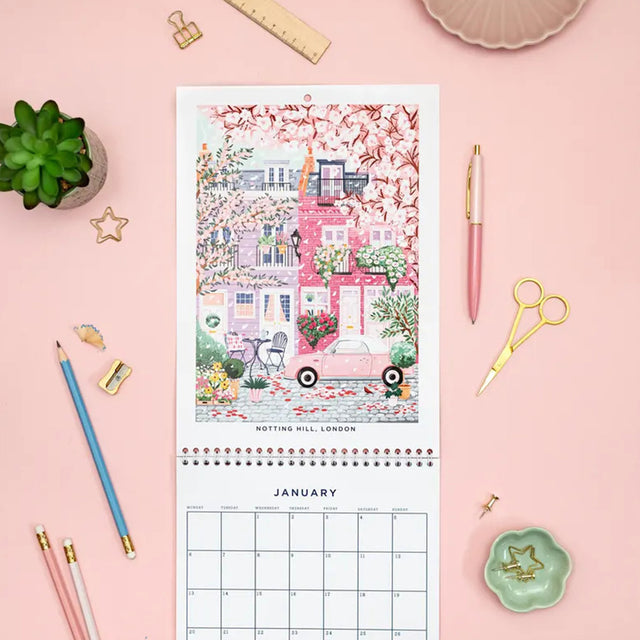 colorful travel calender 2025 details