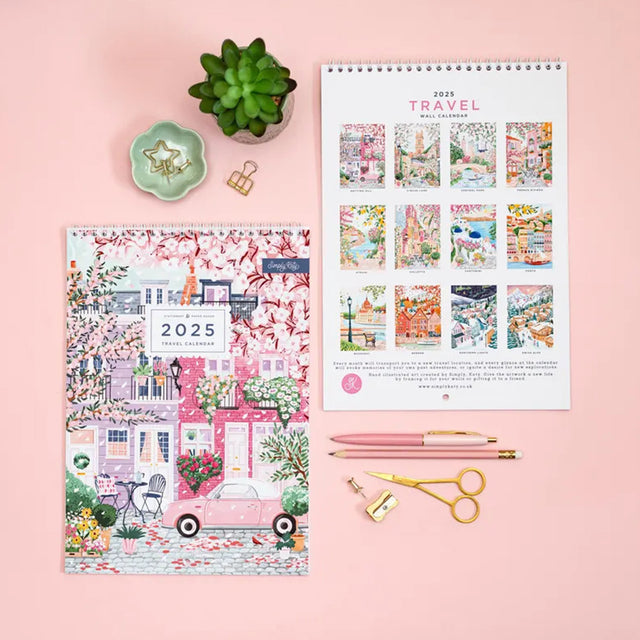 colorful travel calender 2025 details