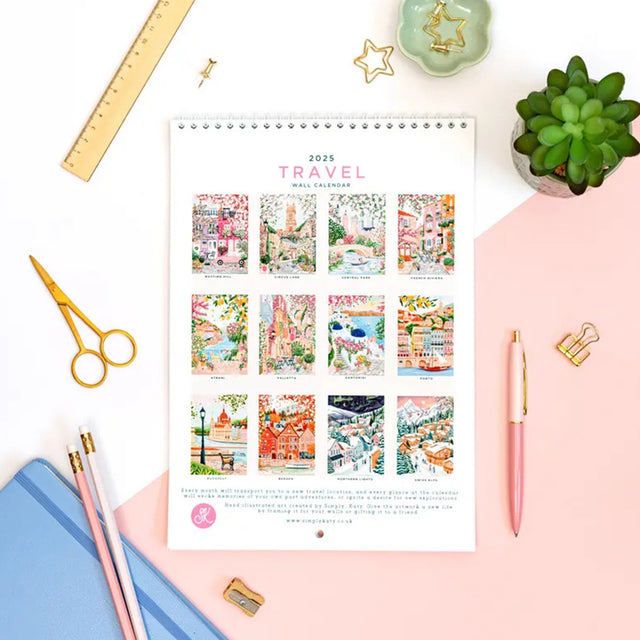 colorful travel calender 2025 details